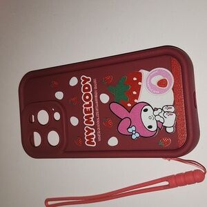 Brand new Apple IPhone 15 Pro My Melody Silicone Phone case w. Wrist strap